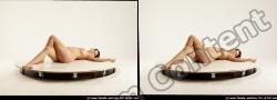 Nude Woman White Laying poses - ALL Pregnant Laying poses - on back long black 3D Stereoscopic poses Pinup